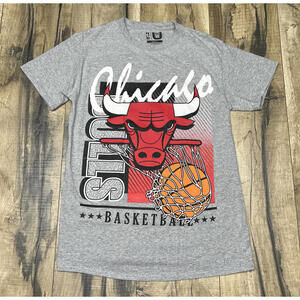 VTG Chicago Bulls Gray Graphic T-shirt Small Script 90s Style Retro Jordan .